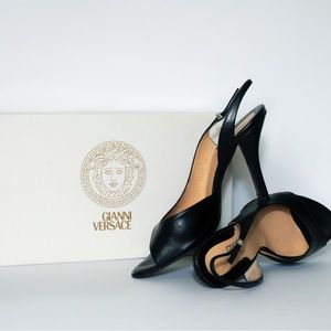 90’s Gianni Versace Black Slingback heels